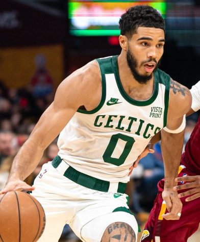 Jayson Tatum, Boston’s highest-paid player in the 2021-22 season, has shown promise to become one of the league’s best players. [PHOTO COURTESY OF ERIK DROST]