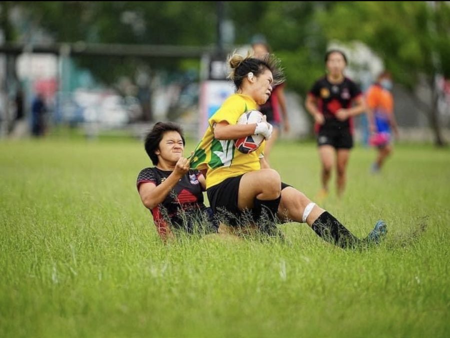 Chloe plays for the Taipei Baboons, a Taiwanese girls rugby team, outside of school. [COURTESY OF CHLOE L. (24)] 