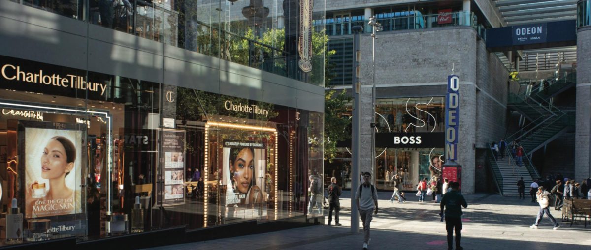 Bold Charlotte Tilbury advertisements featured at shopfronts. [PHOTO COURTESY OF GAVIN ALLANWOOD]