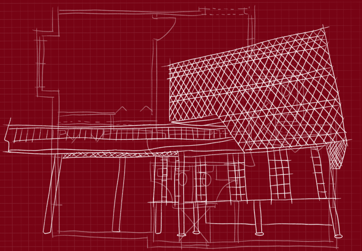 A sketch of the Tech Cube. [Annabelle Hsu/The Blue & Gold]