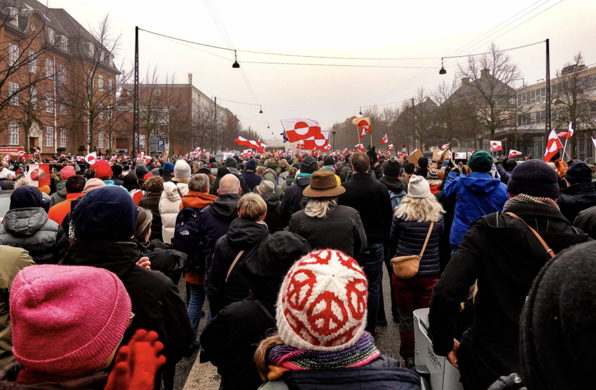 Protests errupt following the threats to annex Greenland. *see image license attached below